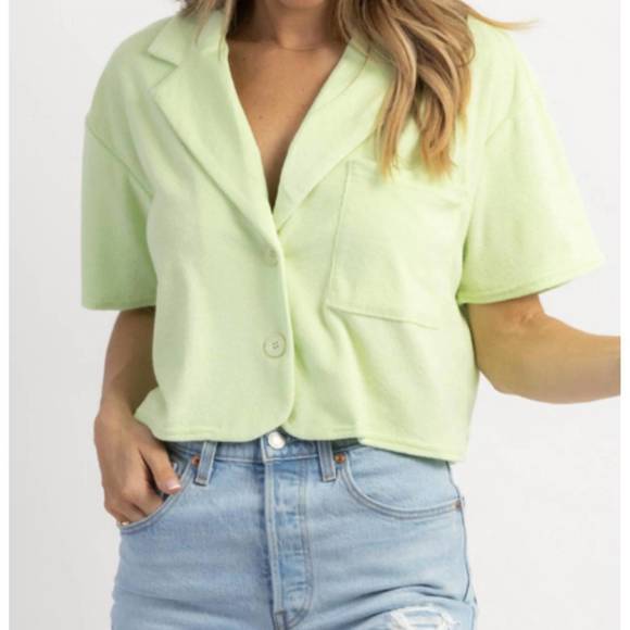 NEW BLUE BLUSH oh pool boy terrycloth top in lime - Picture 1 of 3